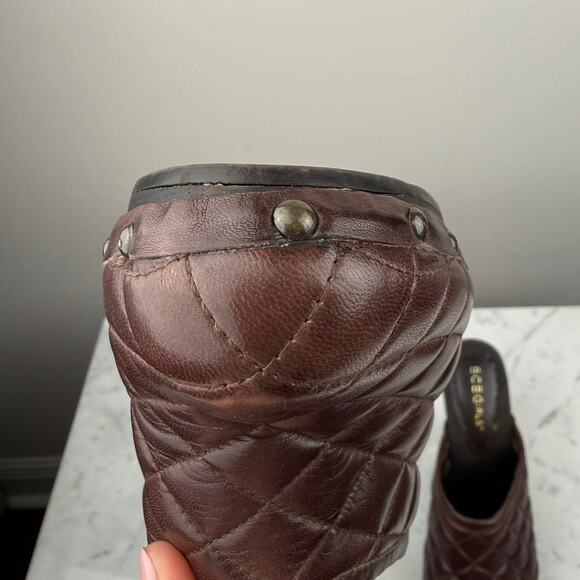 BCBGirls Quilted Brown Leather Clog Heels Y2K Boho Size 6.5 BCBG - Picture 10 of 10